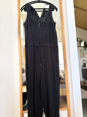 Anthropologie Hei Hei Black Sleeveless Jumpsuit with sheer detailing on back